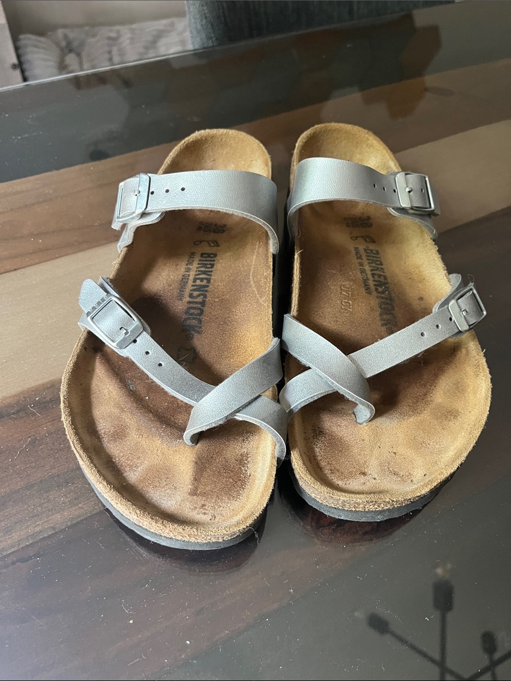 Birkenstock Silver Cross-Strap Women's Sandals